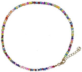 Rainbow Choker Colorful Seed Beads Short Necklace Fashion Jewelry Accessories for Summer Hawaii Beach, Trend All-Match for Girls and Ladies