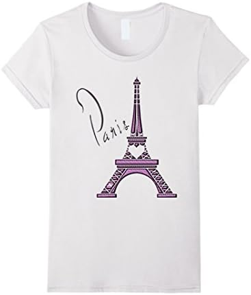 Women's Pink Eiffel Tower With The Word Paris T-Shirt For Women XL White