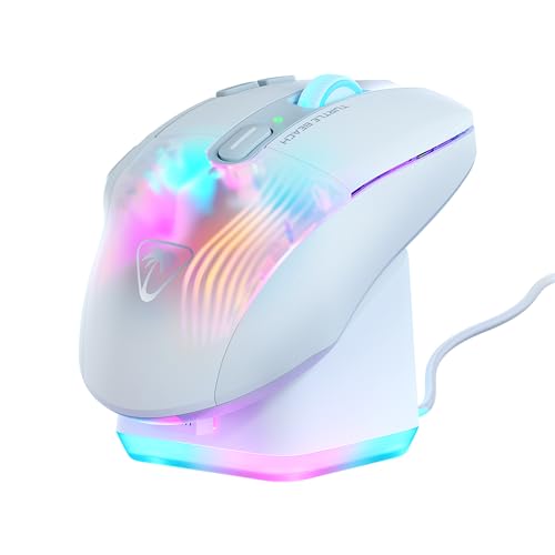 Turtle Beach Kone XP Air – Kabellose, anpassbare und ergonomische RGB-Gaming-Maus, Bluetooth, optischer Sensor 19K DPI, bis zu 100-Stunden-Akku und Ladestation - Weiß