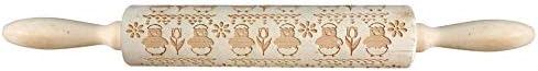 Easter Day Embossing Wood Rolling Pin for DIY Baking Cookies （Duckling)