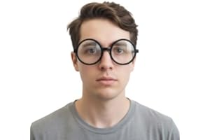 VAULTED SKULLS & CO Big Eye Glasses | Big Round Eye Glasses | Funny Round Nerd Eyeglasses | Retro Rounded Shades | Large Circle Eyeglasses | Circular Prop Spectacles | Oversized Costume Eyewear | Black | One Size