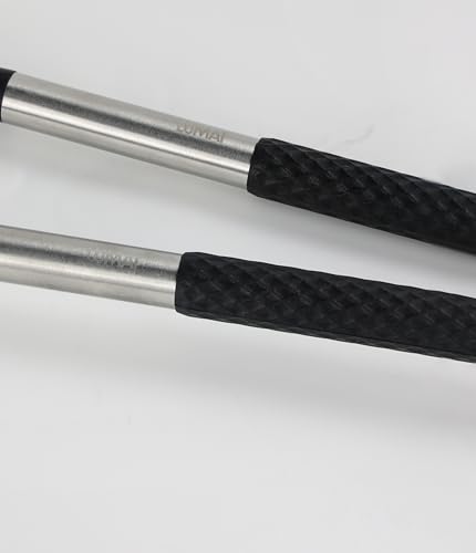 LUMAI Kit 8 Utensílios de Cozinha Grandes em Silicone Preto e Aço Inox, Resistentes ao Calor, Design Antiderrapantes e Antirriscos, Acessórios de Cozinha Espátula, Colher, Pegador, Concha e Balde
