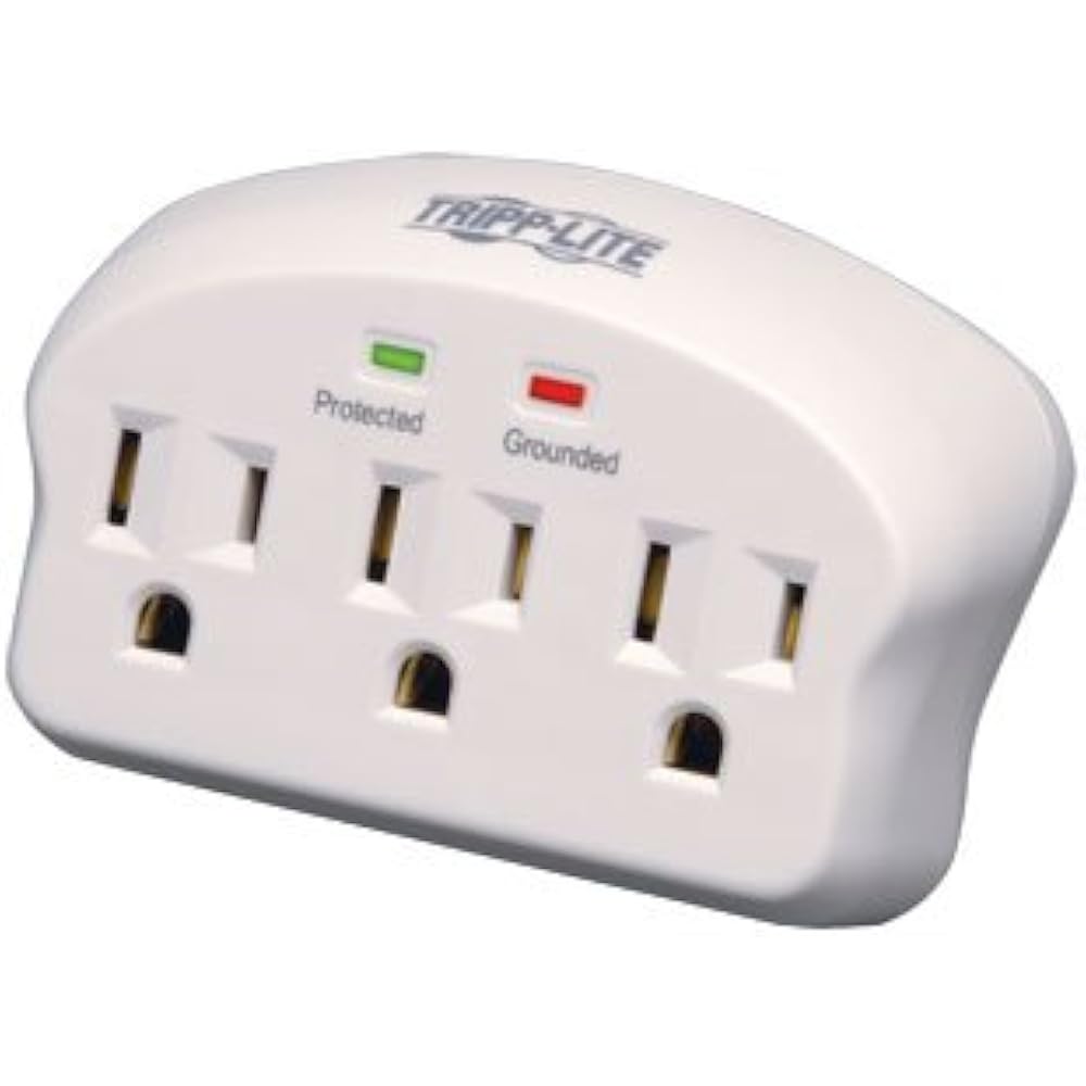 3 Outlet Portable Surge Protector Power Strip, Direct Plug In, 5,000