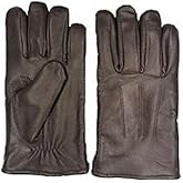 Men's GENUINE SHEEPSKIN soft leather winter gloves w/fleece lining - Medium Brown
