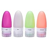 Qihui Leak Proof Silicone Toiletry Travel Bottles Set Protable Squeezable and Refillable Bottle Container FDA Certificated TSA Approved BPA Free Airline Carry-Ons (36ml 4pack)