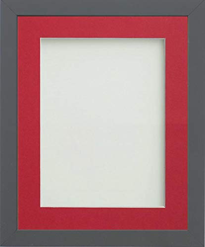 Frame Company Allington Grey Photo Frame with Red Mount, 7x5 for 5x3.5 inch, fitted with perspex