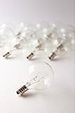 Brillante Replacement Bulbs for G40 Globe String Lights - E12 Socket, Candelabra Base (25 Pack of Clear 5 Watt Incandescent Bulbs)
