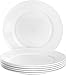 6-Piece Flat Edge Dinner Plate Set 10.5 Inches - Dishwasher Safe Opal Glassware - Microwave/Oven Friendly