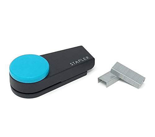 MAX Colorgimic Mini Small 10 Sheets Stapler with Staples, Built-In Staple Remover, Extra 2000 Staples (Blue)