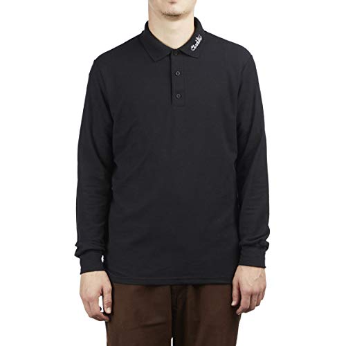 Chocolate Script Long Sleeve Polo Shirt - Black - SM