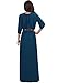 KOH KOH Womens Long 3/4 Sleeve Pleated Vintage Solid Fall Winter Maxi Dress
