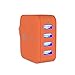 iPhone Charger with Lightning Cable and Micro USB Cable Gift, Smart Multi-Port USB Travel Wall Charger with Hidden LED Indicator Light by Wanshine, Compatible with iPhone X/8(4 Port Orange, 31W/6.2A)