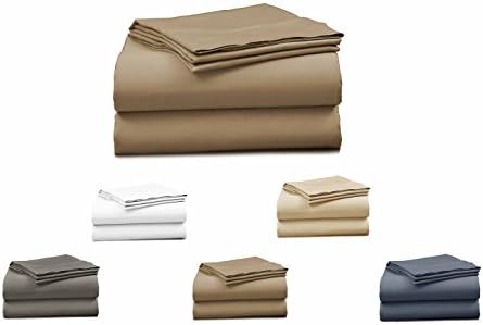 Elles Bedding Collections Bed Sheets 100% Cotton Sheet Set 400 Thread Count Wrinkle Free Bedding Set Canvas Queen