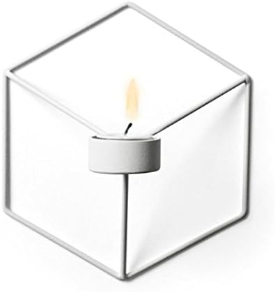 Nordic Candle Holder 3D Geometric Metal Candlestick Candelabra Wall Sconce Steel Candles Wedding Decoration Home Ornaments White