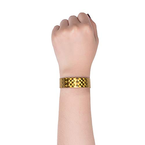 Ouchan Holographic Plastic Wristbands Gold - 100 Pack Wristbands for Events Parties