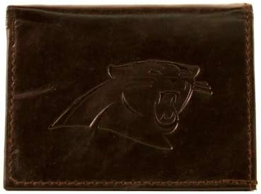Carolina Panthers Dark Brown Leather Tri-fold Wallet