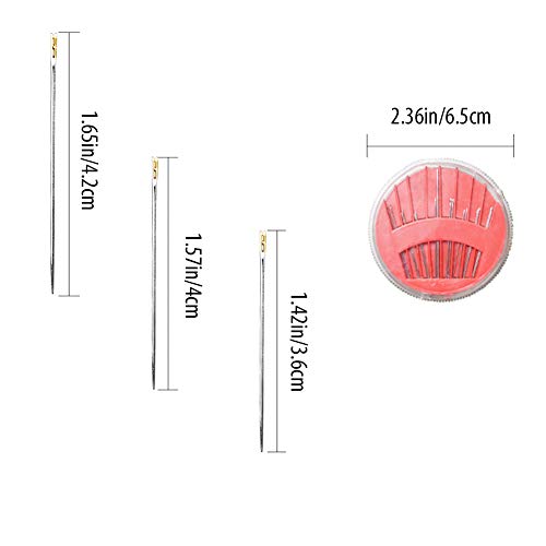 60 Pieces Assorted Self Threading Needles Hand Sewing Needle with1 Box Assorted Hand Needles Start Sew in One Second (60 PCS)
