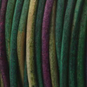 1.5mm Indian Leather Round Beading Jewelry and Craft Cord 25 Yards Gypsy Dyed Kinte- 1.5mm Thick