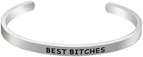 Meibai Long Distance Friendship Best Friends Bracelet Stamped Stainless Steel Cuff Bangle for Sister Bridesmaid