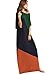 Verdusa Women's Summer Color Block Side Split Loose Maxi Long Dress Green Orange L