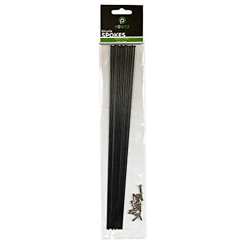 Positz Straight Pull Race Bike Spokes and Nipples - Stainless Steel, Black, 14G/2mm (12 Pack), 296mm - Thumbnail 4