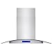 AKDY Stainless Steel Island Mount Kitchen Cooking Range Hood with Tempered Glass, LED Lights and Touch Control Panel (36 in.)