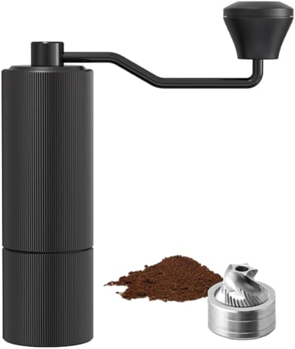 Gywjioy Manual Coffee Grinder B2，Hand Coffee Grinder with Stainless Steel 38mm Contemporary Conical Burr，Capacity 25g ，Adjustable Setting High-Precision Double Bearing Positioning (Black)