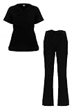MediFit Women's Solid Mock Wrap Two Piece Medical Top & Pants Scrub Set