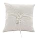 GuiHe Lace Pearl Ivory Satin Flower Wedding Ring Bearer Pillow 8.2Inch x 8.2 Inch for Wedding Decorative