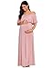 Ecavus Womens Off Shoulder Maternity Dress Ruffle Trim Maxi Photography Dress for Baby Shower