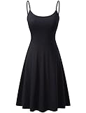 MISSKY Women Lady Round Neck Sleeveless Adjustable Fit and Flare Skirt Suspender Casual Swing Dress