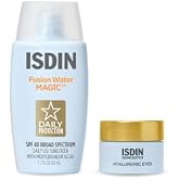 ISDIN Bundle Daily Lightweight Face Sunscreen + Hydrating Under-Eye Cream | Fusion Water Magic 1.7 fl oz + Hyaluronic Eyes 0.53 oz