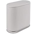 IEEK Slim Plastic Trash Can with Press Top Lid,2.4 Gallon/10 Liter Garbage Can Modern Waste Basket for Bathroom,Living Room,Office,Kitchen and Narrow Spaces,Grey