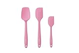 3-Piece Kebley Silicone Spatula Utensil Set With Comfortable Wide Handle Safe Non-toxic Anti-dust Silicone Spatula Set (Pink)