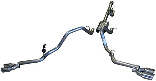 994340BK Cat Back dual Exhaust System With Black Tips for 2014-2018 Sierra and Silverado by Solo Performance compatible w/Chevy and GMC Sierra and Silverado trucks w/the 5.3L engine and 143.5" WB