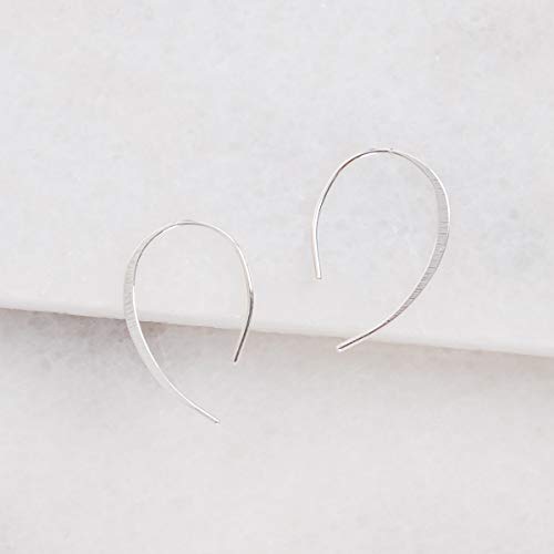 Humble Chic Upside Down Hoops - Hypoallergenic Lightweight Open Wire Needle Drop Dangle Threader Earrings, 925 White - 1", Sterling Silver-Electroplated - Thumbnail 3