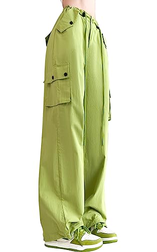 AIEOE Pantalon Cargo Femme Y2K Baggy Pantalon en Coton Multipoches avec Cordon de Serrage Aesthetic Streetwear L