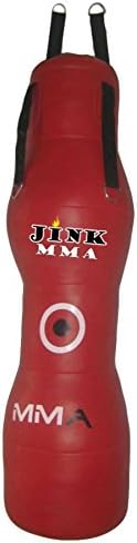 JINK Artificial leather - Pound /Floor Striking Hanging stripes Dummy Cylinder shaped bag JMMA354A Leather - Red 59" Up to 45kg/99 lb