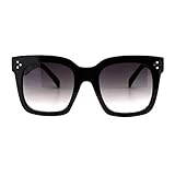 Womens Oversized Fashion Sunglasses Big Flat Square Frame UV 400 (black, smoke)