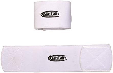 Century Shin Guard Stay Elastic With Velcro Fastener Strap (White)