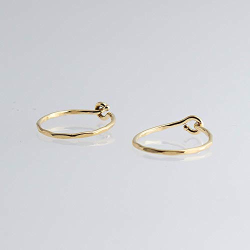 Extra Small Thin Gold filled Hoop Earrings Faceted Finish
