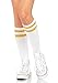 Leg Avenue Women's Athletic Knee Highs Socks, White/Gold, One Size