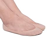 4 Pairs Women's Summer No Show Liner Socks Nonslip Low Cut Cotton Nylon Boat Hidden Socks (Beige)