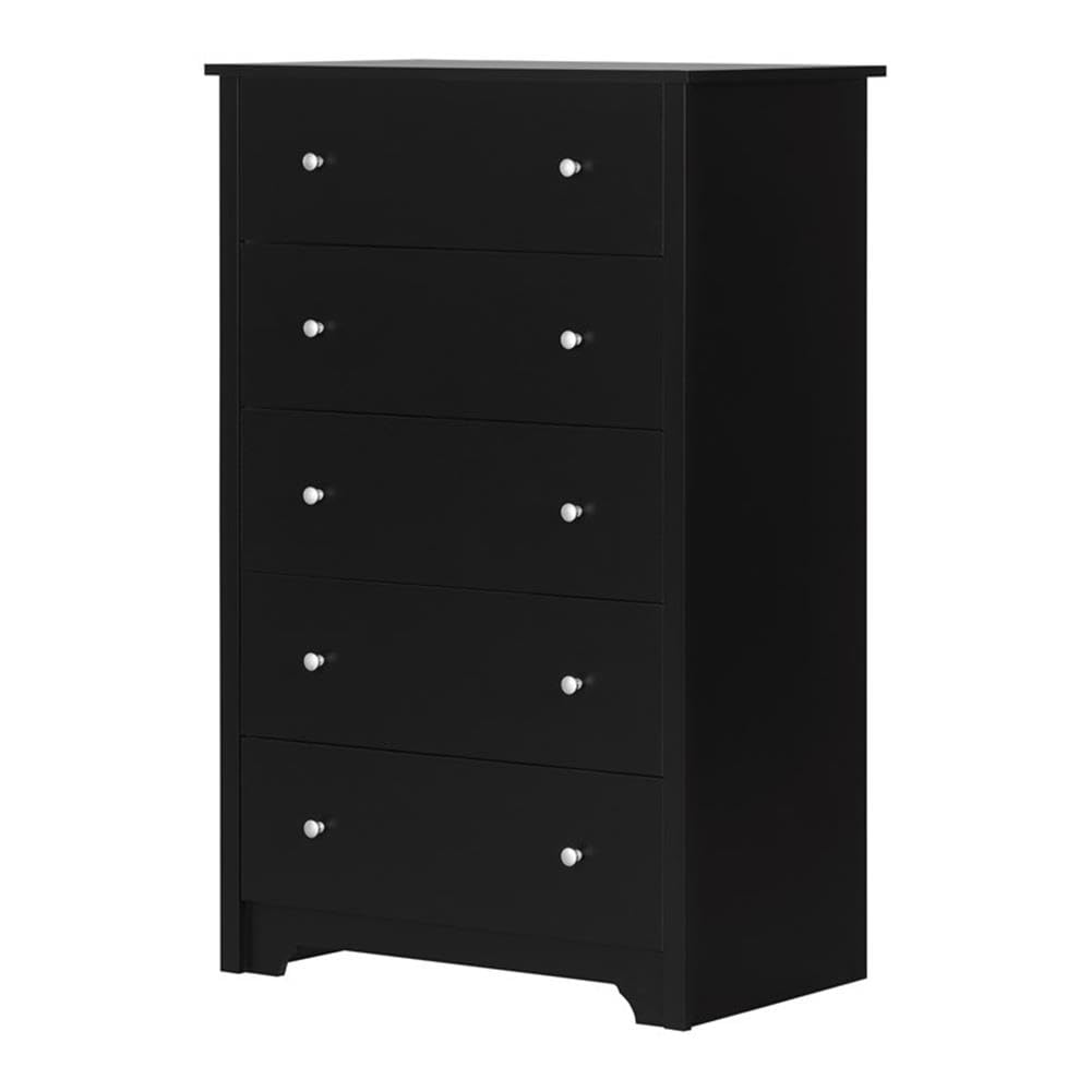 Photo 1 of **FOR PARTS ONLY**
South Shore Vito Collection 5-Drawer Dresser, Black with Matte Nickel Handles, Pure Black