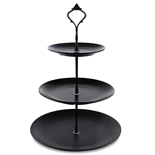 Lucky Will Black Tiered Dessert Serving Tray for