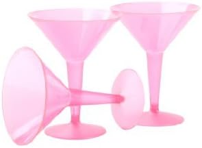 Neon Pink Plastic Martini Glasses x 10