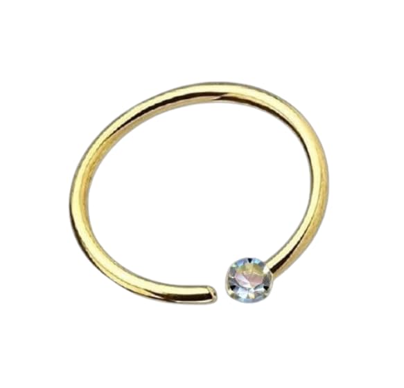 Ringe 46008-8 Nose Ring Real Diamond and Real 585 Gold Body Piercing Dimensions: 0.6 x 8 x 1.4 mm Intimate Tragus Helix Septum Yellow Gold 585 Jewellery Buy Online