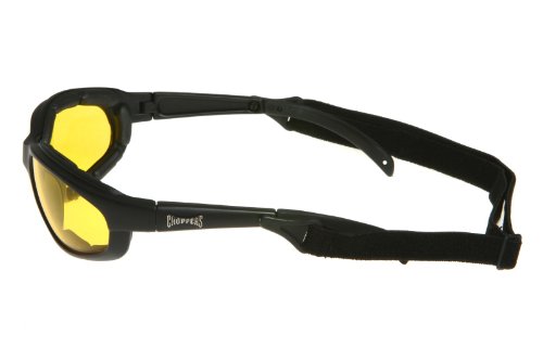 Chopper Men's Wind Resistant Motorcycle Wrap 57mm Yellow Lens Sunglasses