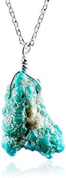 Christmas Gift Raw Turquoise Necklace in 925 Sterling Silver Chain 18" December Birthstone, Handmade Jewellery