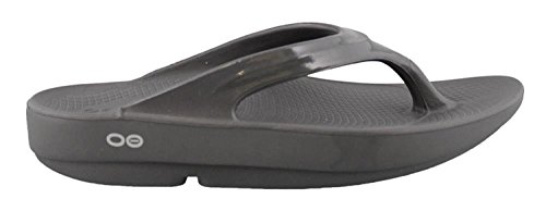 Oofos women s oolala satin thong flip flop, black/graph…